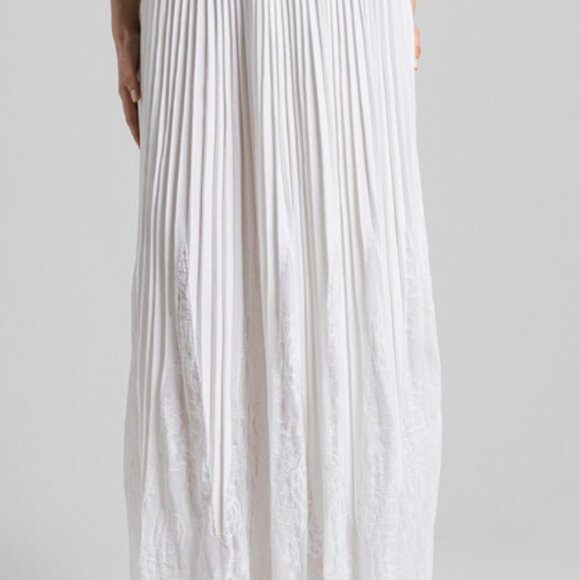 Balmain	White Pleated Skirt with Lace (NWT) - Picture 2 of 5